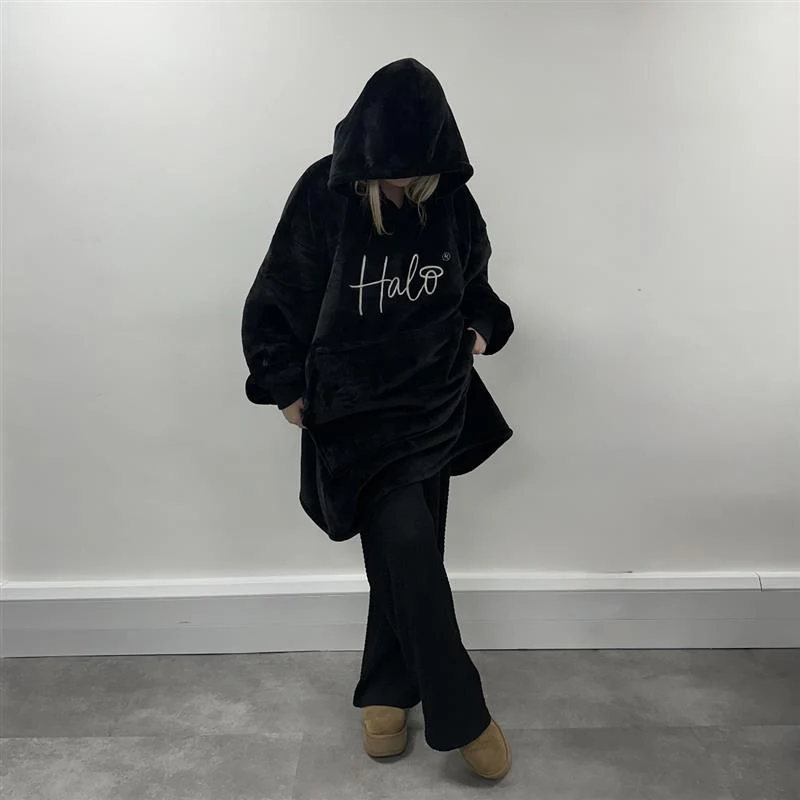 Halo Black Hooded Blanket