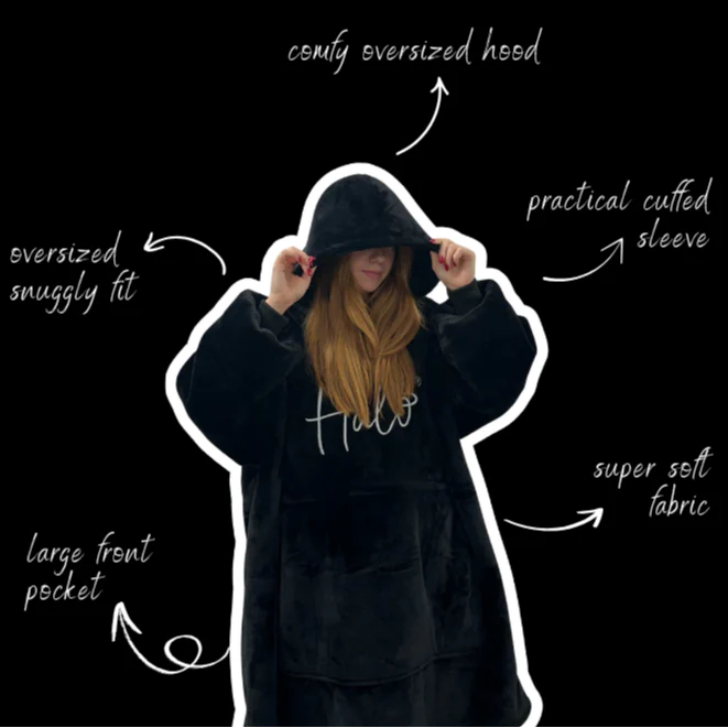 Halo Black Hooded Blanket - Image 2