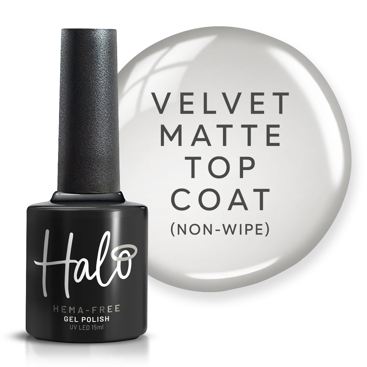 Halo Gel Polish 15ml Velvet Matte Top (Non Wipe)