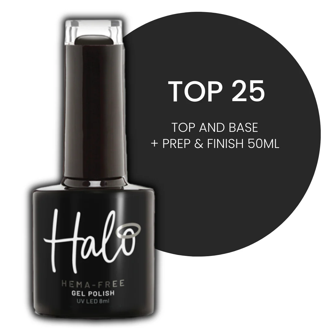 Halo Gel Polish - Top 25 Colours, Top & Base and Prep & Finish 50ml