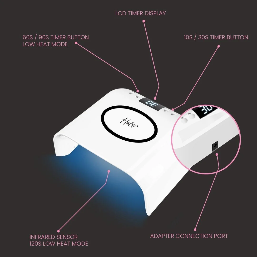 Halo LED Starter Nail Lamp - White & Black (Wired) - Image 3