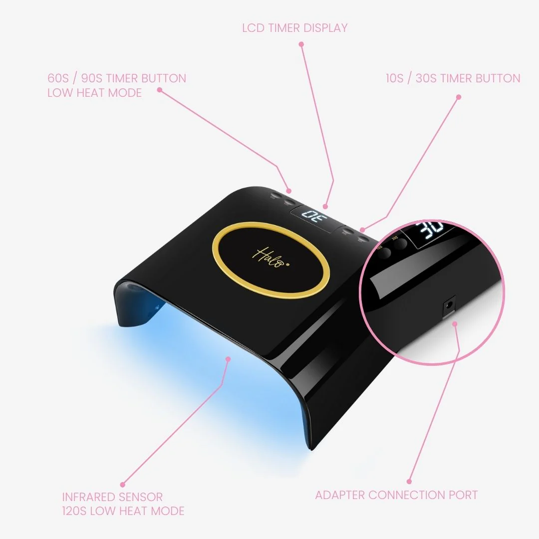 Halo LED Starter Nail Lamp - Black & Gold (Wired) - Image 3